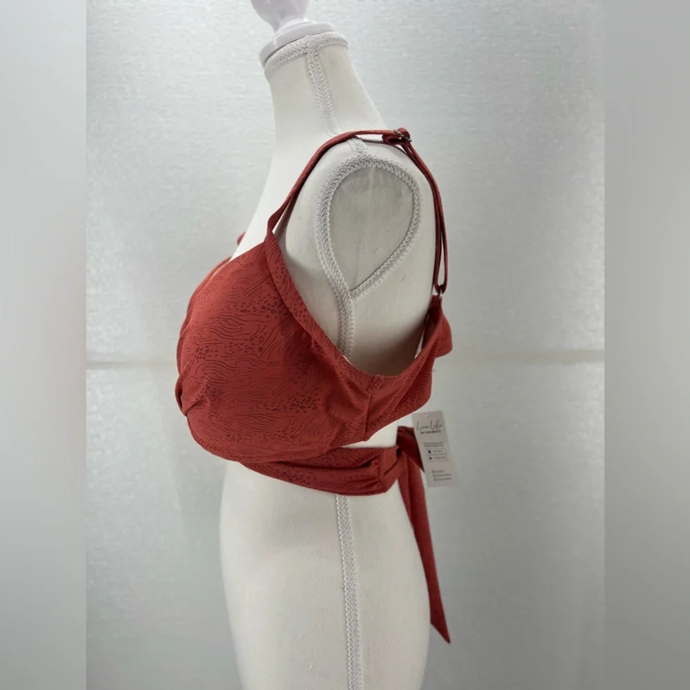 Women Swimsuit Plus Size Bikini Top V Neck Wrapped Adjustable Straps Back Tie 2X